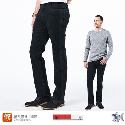 【NST Jeans】男黑織帶牛仔褲 修身小直筒 重磅耐磨 380(5793)歐美版型