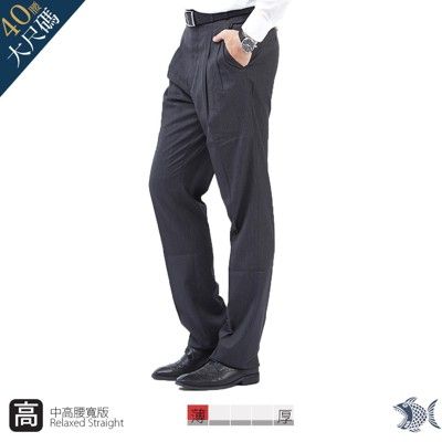 【NST Jeans】男羊毛西裝褲 打摺中高腰寬版 夏季薄款 灰色雨絲紋 002(8751)