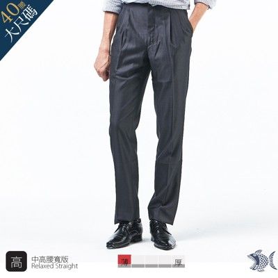 【NST Jeans】男羊毛西裝褲 打摺中高腰寬版 夏季西裝褲 白網點鐵灰 001(7286)