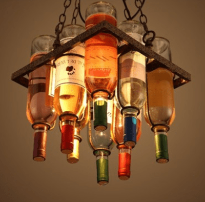 燈具 方形1頭  吊燈 復古 酒瓶吊燈 裝飾燈 工業風創意藝術燈仿古餐廳燈個性酒吧咖啡廳燈具