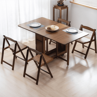 一桌四椅組合 餐桌 吃飯桌 小戶型楠竹桌子 餐桌椅組合可伸縮折疊餐桌竹子吃飯桌子家用多功能