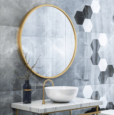 鏡子 圓鏡 40CM 壁掛鏡 北歐免打孔浴室圓鏡衛生間洗手間掛墻鏡子黃銅色浴室鏡壁掛衛浴鏡