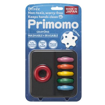 【Primomo】Primomo普麗貓趣味蠟筆(圓圈型)6色-附橡皮擦