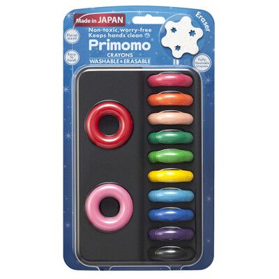 【Primomo】Primomo普麗貓趣味蠟筆(圓圈型)12色-附橡皮擦