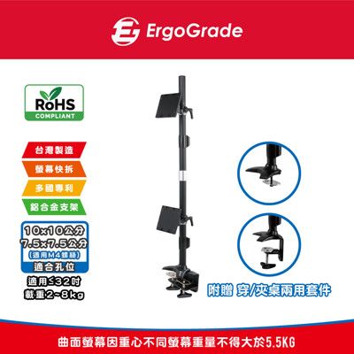 ErgoGrade 螢幕支架 電腦螢幕支架 螢幕架 電腦架 壁掛架 雙螢幕支架 EGTC012Q