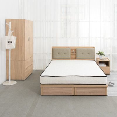IDEA-MIT寢室傢俱雙人五尺五件組(含獨立筒床墊)