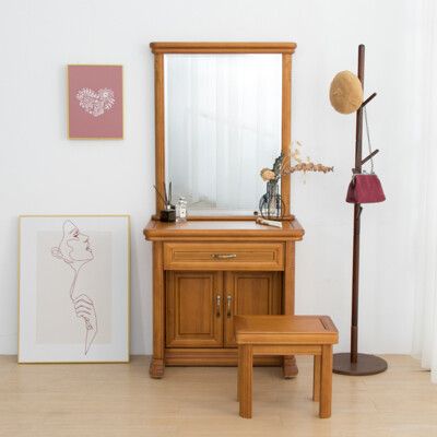 IDEA-歐式復古風浮雕化妝台/化妝桌椅組