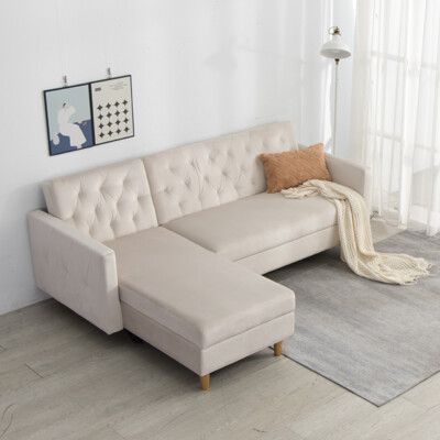 IDEA-米絲短絨隱藏式收納沙發床/兩色可選