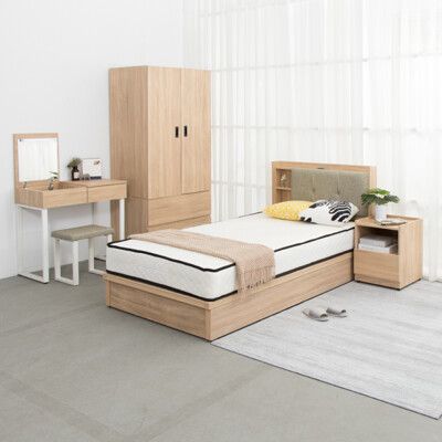 IDEA-MIT寢室傢俱單人加大六件組(含獨立筒床墊)