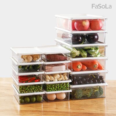 FaSoLa 食品用PET冰箱分裝收納密封保鮮盒 M+L/組