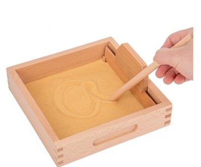 <現貨免等>沙盤寫字畫練習-蒙特梭利教具-木製刮沙盒(白沙)