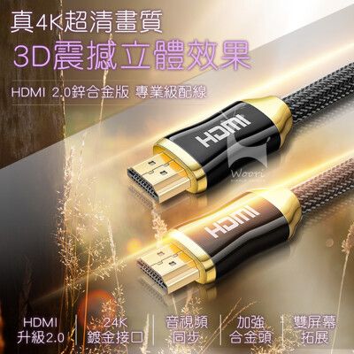 4K HDMI2.0 鍍金頭編織網材質 HDMI視頻線 公對公 HDMI1.4升級版 PS4顯示器