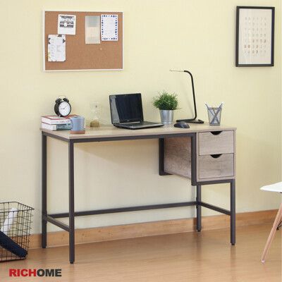 【RICHOME】奈特120CM工業風雙抽屜工作桌/電腦桌/辦公桌/書桌