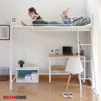 【RICHOME】喬治布萊工業風單人附梯雙層床/高腳床/高架床/鐵床/床架