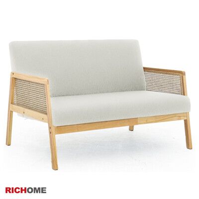 【RICHOME】峇里藤編貓抓皮雙人沙發