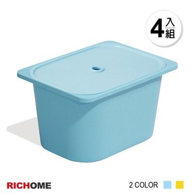 【RICHOME】凱特大4入組附蓋收納盒/整理盒/玩具盒/餐具盒/衣物盒/口罩盒/露營盒 (2色)