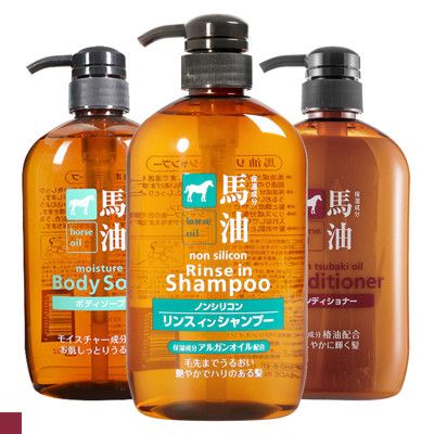 日本 熊野油脂 馬油 雙效洗髮精 潤絲精 沐浴乳 600ml