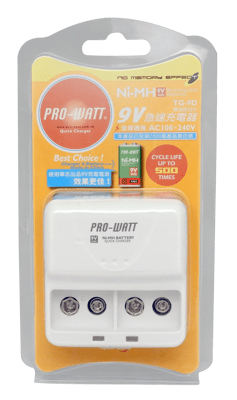 【華志PRO-WATT】TG-9D-NWE 鎳氫9V電池 急速 充電器(電池充電器 四角電池 充電池