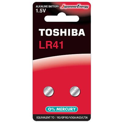 【東芝Toshiba】LR41鈕扣型192鹼性電池2顆裝(1.5V鈕型電池 無鉛 無汞)