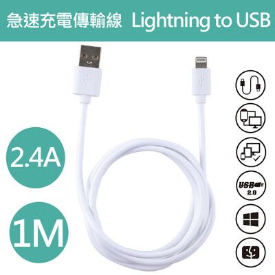 【格成】MA-500急速2.4A二合一Lightning充電 傳輸線1M(快充Apple適用 USB