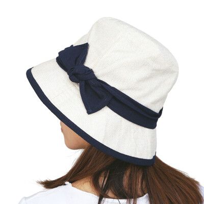 日本Aube 配色蝴蝶結抗UV防曬遮陽帽