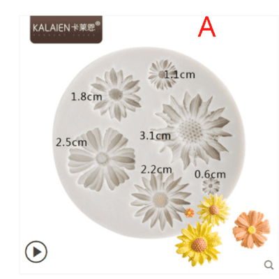 翻糖小花硅膠模 自製小雏菊花朵巧克力裝飾模具 蛋糕裝飾烘焙模具