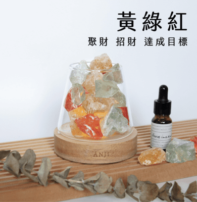 ANJI 黃綠紅水晶 ❘ 聚財 X 招財 X 達標 (買就送小蒼蘭精油) 水晶鹽燈