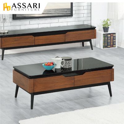 ASSARI-夏目黑玻大茶几(寬120x深60x高43cm)