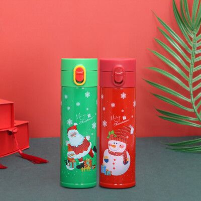 聖誕系列304不鏽鋼真空彈蓋保溫瓶450ml(2色)