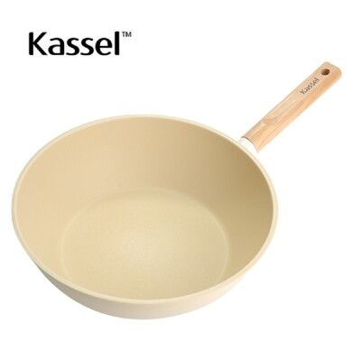 送鍋蓋-韓國Kassel 珍珠陶瓷深型不沾炒鍋-28cm(瓦斯爐、電磁爐適用款)