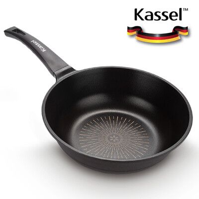送鍋蓋-韓國Kassel 鑽石超導熱不沾輕炒鍋-28cm(瓦斯爐、電磁爐適用款、不挑爐具)