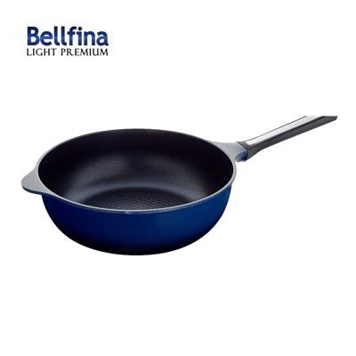 送鍋蓋-日本品牌 Bellfina輕量蓄熱鑽石深型不沾炒鍋28cm (檢驗合格)(瓦斯爐適用)